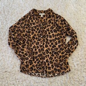 Dana Buchman Animal Print Button Down Shirt